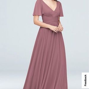 Flutter Sleeve Crisscross Mesh Bridesmaid Dress- David’s Bridal NEVER WORN